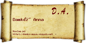 Damkó Anna névjegykártya